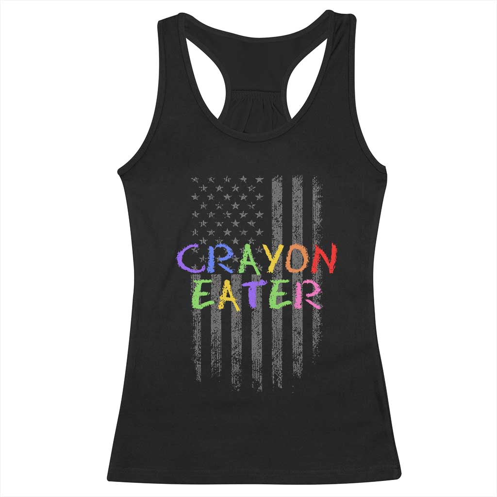 Funny Marine Military Veteran Racerback Tank Top Crayon Eater American Flag TS11 Black Print Your Wear