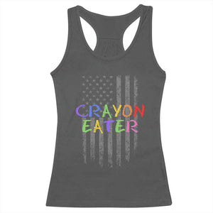 Funny Marine Military Veteran Racerback Tank Top Crayon Eater American Flag TS11 Dark Heather Print Your Wear