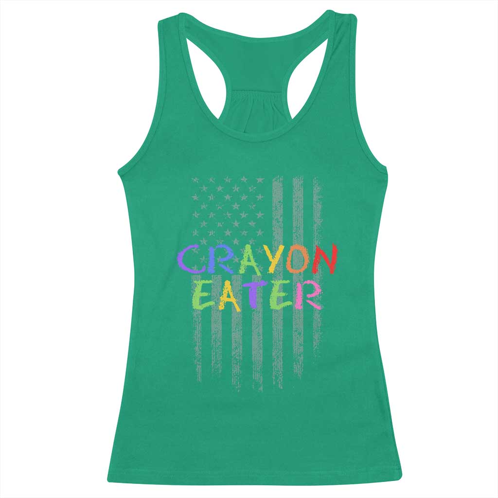 Funny Marine Military Veteran Racerback Tank Top Crayon Eater American Flag TS11 Irish Green Print Your Wear