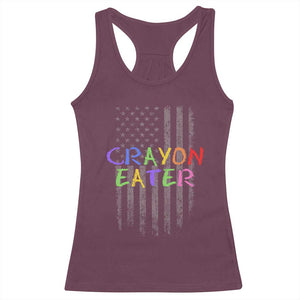 Funny Marine Military Veteran Racerback Tank Top Crayon Eater American Flag TS11 Maroon Print Your Wear