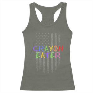 Funny Marine Military Veteran Racerback Tank Top Crayon Eater American Flag TS11 Military Green Print Your Wear