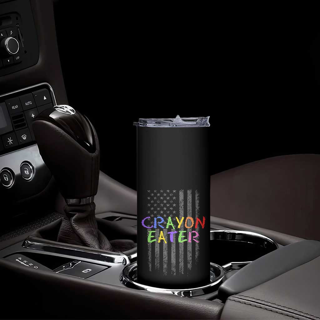 Funny Marine Military Veteran Skinny Tumbler Crayon Eater American Flag TS11 Print Your Wear