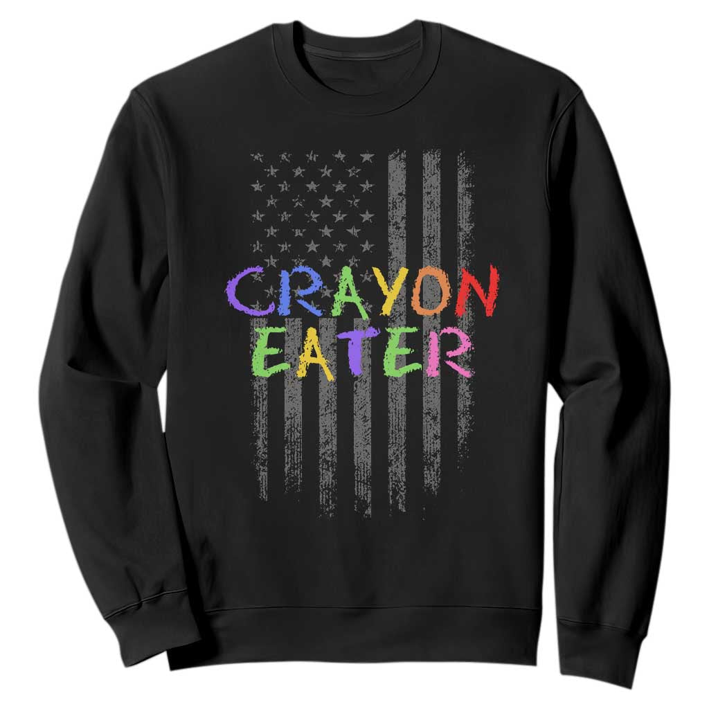 Funny Marine Military Veteran Sweatshirt Crayon Eater American Flag TS11 Black Print Your Wear