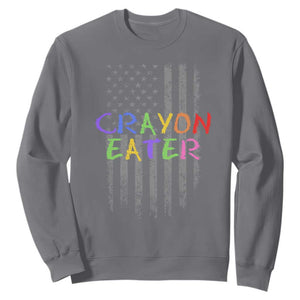 Funny Marine Military Veteran Sweatshirt Crayon Eater American Flag TS11 Charcoal Print Your Wear