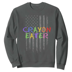 Funny Marine Military Veteran Sweatshirt Crayon Eater American Flag TS11 Dark Heather Print Your Wear