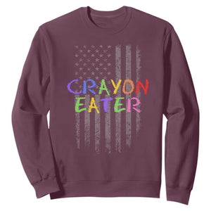 Funny Marine Military Veteran Sweatshirt Crayon Eater American Flag TS11 Maroon Print Your Wear