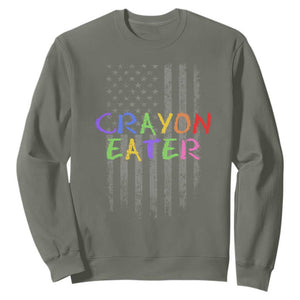 Funny Marine Military Veteran Sweatshirt Crayon Eater American Flag TS11 Military Green Print Your Wear