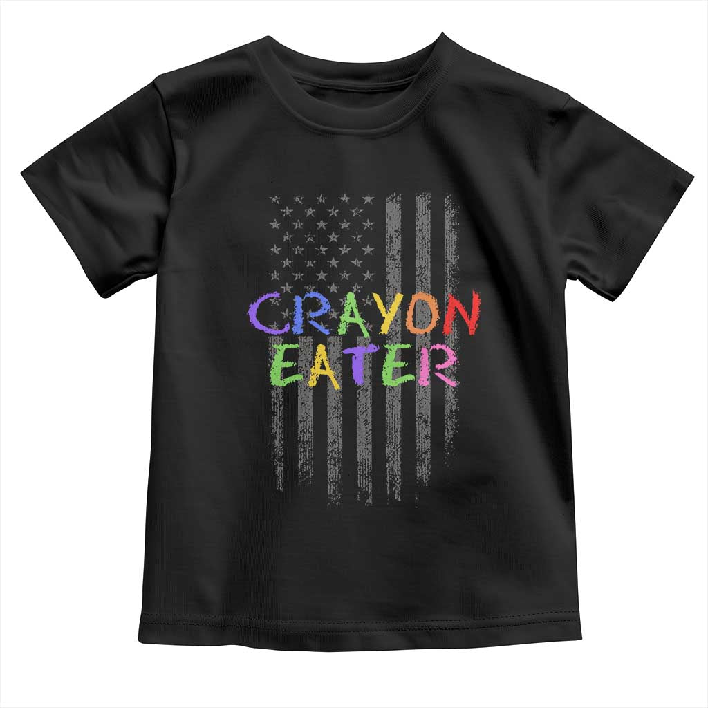 Funny Marine Military Veteran Toddler T Shirt Crayon Eater American Flag TS11 Black Print Your Wear
