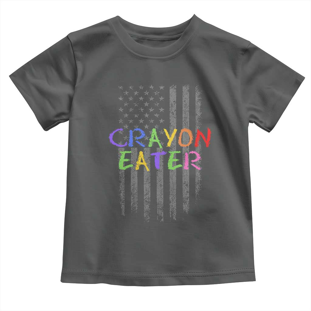 Funny Marine Military Veteran Toddler T Shirt Crayon Eater American Flag TS11 Dark Heather Print Your Wear