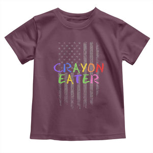 Funny Marine Military Veteran Toddler T Shirt Crayon Eater American Flag TS11 Maroon Print Your Wear