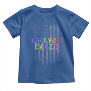 Funny Marine Military Veteran Toddler T Shirt Crayon Eater American Flag TS11 Royal Blue Print Your Wear
