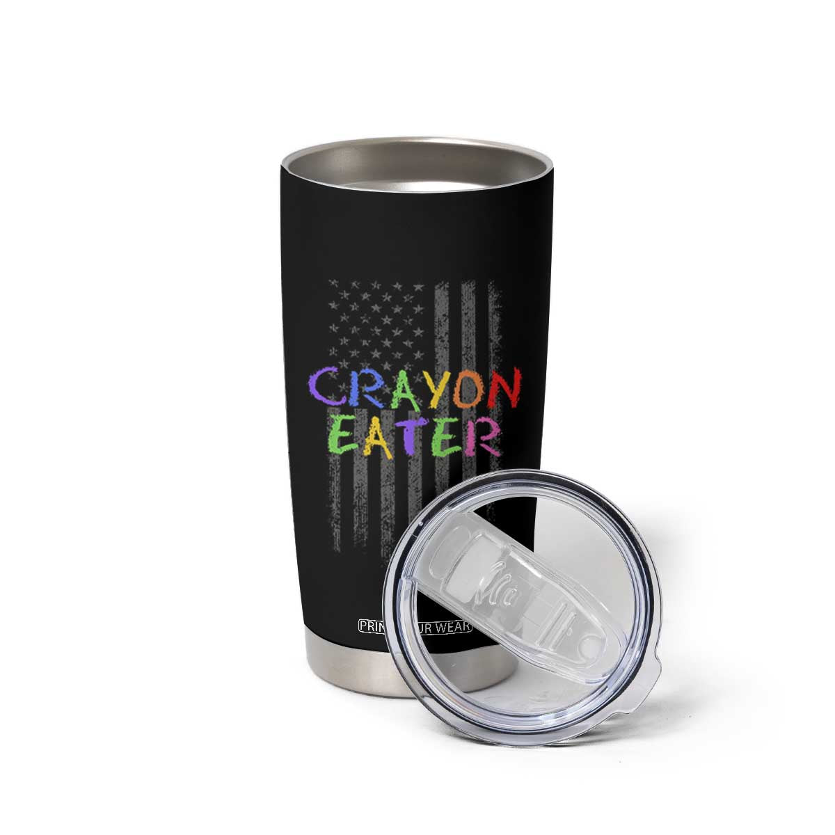 Funny Marine Military Veteran Tumbler Cup Crayon Eater American Flag TS11 Print Your Wear