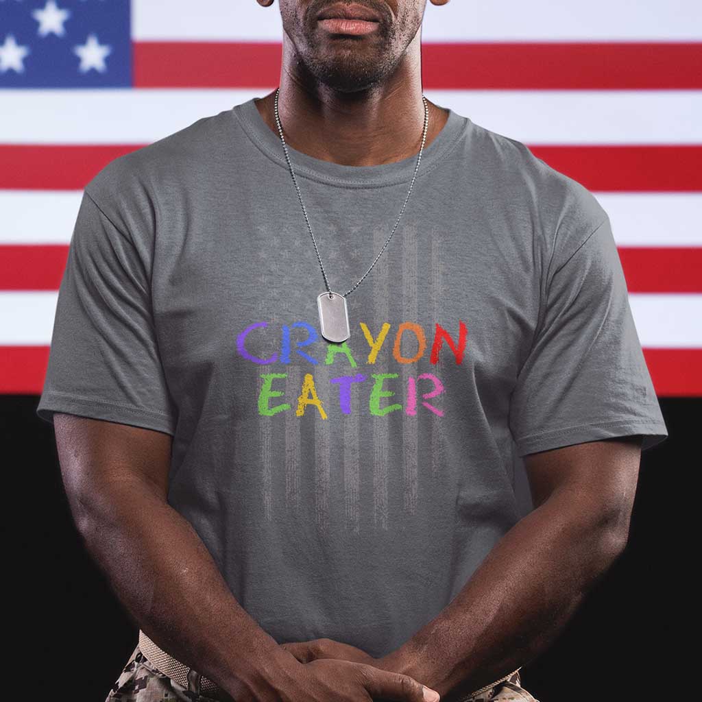 Funny Marine Military Veteran T Shirt Crayon Eater American Flag TS11 Charcoal Print Your Wear