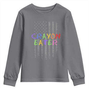 Funny Marine Military Veteran Youth Sweatshirt Crayon Eater American Flag TS11 Charcoal Print Your Wear