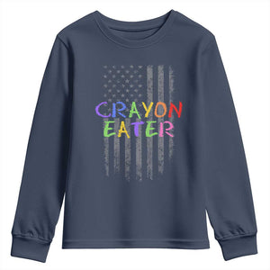 Funny Marine Military Veteran Youth Sweatshirt Crayon Eater American Flag TS11 Navy Print Your Wear