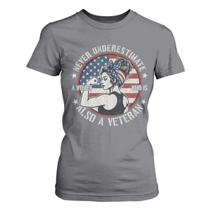 Never Underestimate A Women Who Is Also A Veteran T Shirt For Women Female Veteran TS11 Charcoal Print Your Wear