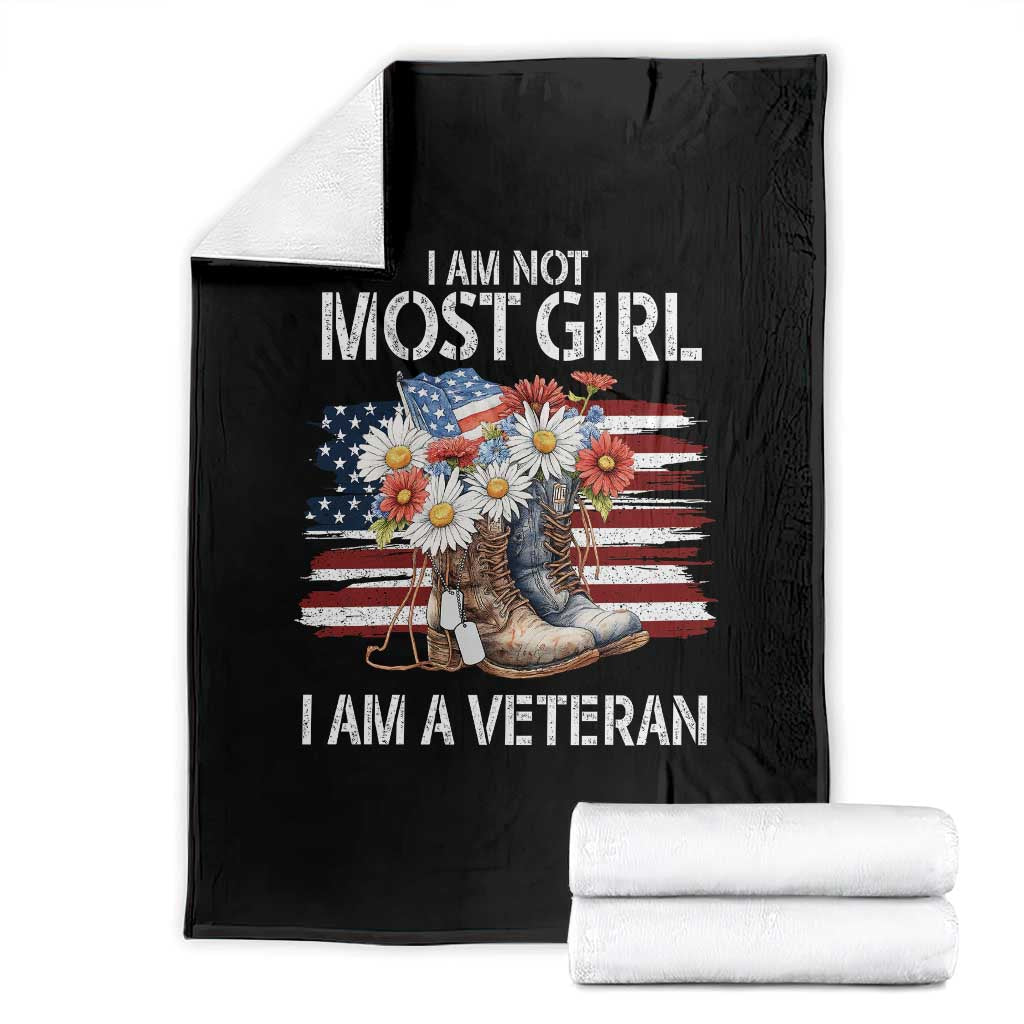 I Am Not Most Girl I Am A Veteran Throw Blanket Female Veteran Combat Boots - Print Your Wear