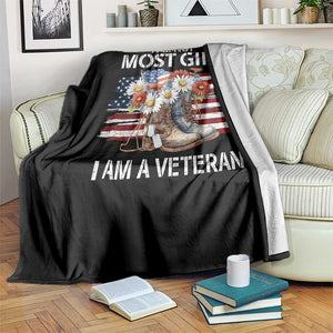 I Am Not Most Girl I Am A Veteran Throw Blanket Female Veteran Combat Boots - Print Your Wear