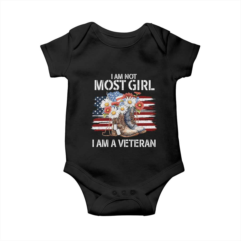 I Am Not Most Girl I Am A Veteran Baby Onesie Female Veteran Combat Boots TS11 Black Print Your Wear