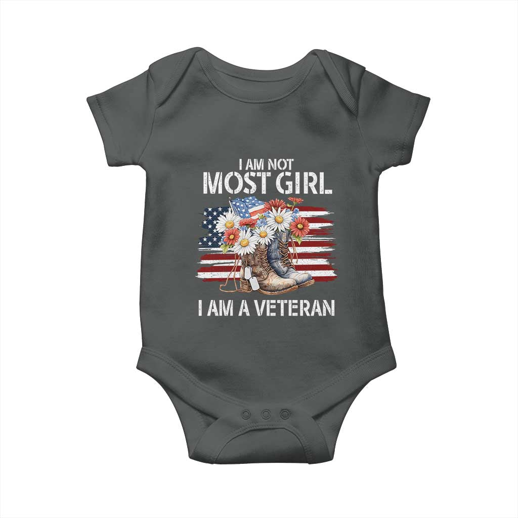 I Am Not Most Girl I Am A Veteran Baby Onesie Female Veteran Combat Boots TS11 Dark Heather Print Your Wear