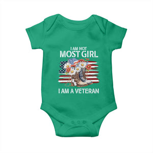 I Am Not Most Girl I Am A Veteran Baby Onesie Female Veteran Combat Boots TS11 Irish Green Print Your Wear