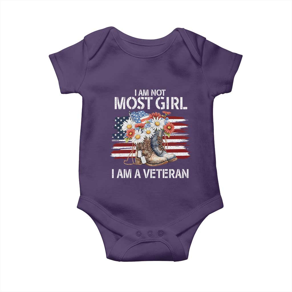 I Am Not Most Girl I Am A Veteran Baby Onesie Female Veteran Combat Boots TS11 Purple Print Your Wear
