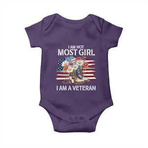 I Am Not Most Girl I Am A Veteran Baby Onesie Female Veteran Combat Boots TS11 Purple Print Your Wear