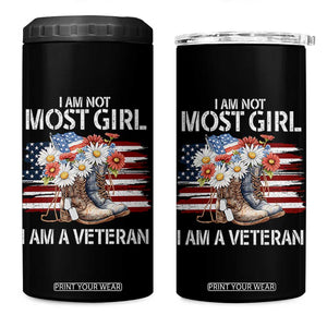 I Am Not Most Girl I Am A Veteran 4 in 1 Can Cooler Tumbler Female Veteran Combat Boots - Print Your Wear