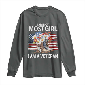 I Am Not Most Girl I Am A Veteran Long Sleeve Shirt Female Veteran Combat Boots - Print Your Wear