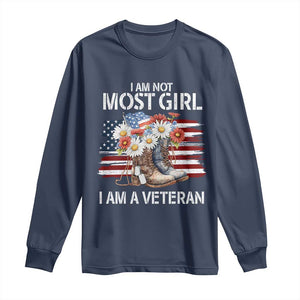 I Am Not Most Girl I Am A Veteran Long Sleeve Shirt Female Veteran Combat Boots TS11 Navy Print Your Wear
