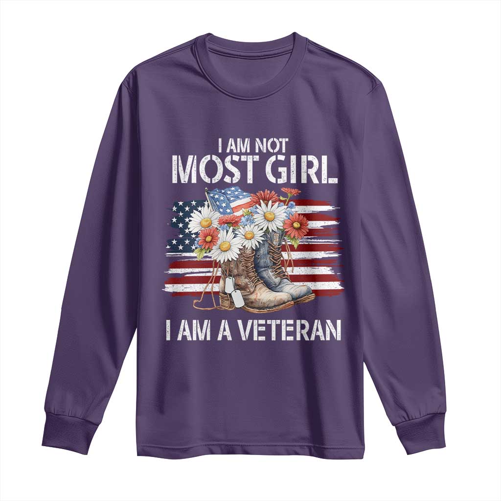 I Am Not Most Girl I Am A Veteran Long Sleeve Shirt Female Veteran Combat Boots TS11 Purple Print Your Wear