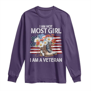 I Am Not Most Girl I Am A Veteran Long Sleeve Shirt Female Veteran Combat Boots TS11 Purple Print Your Wear