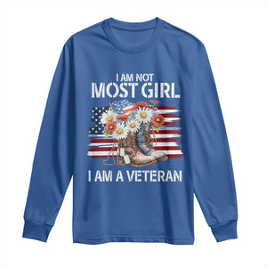 I Am Not Most Girl I Am A Veteran Long Sleeve Shirt Female Veteran Combat Boots TS11 Royal Blue Print Your Wear
