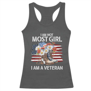 I Am Not Most Girl I Am A Veteran Racerback Tank Top Female Veteran Combat Boots - Print Your Wear