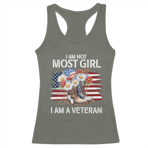 I Am Not Most Girl I Am A Veteran Racerback Tank Top Female Veteran Combat Boots - Print Your Wear