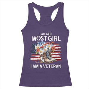I Am Not Most Girl I Am A Veteran Racerback Tank Top Female Veteran Combat Boots - Print Your Wear