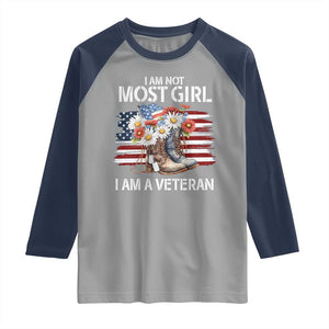 I Am Not Most Girl I Am A Veteran Raglan Shirt Female Veteran Combat Boots TS11 Sport Gray Navy Print Your Wear