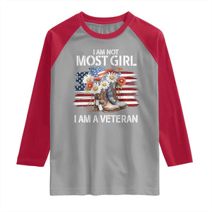 I Am Not Most Girl I Am A Veteran Raglan Shirt Female Veteran Combat Boots TS11 Sport Gray Red Print Your Wear
