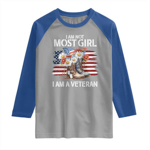 I Am Not Most Girl I Am A Veteran Raglan Shirt Female Veteran Combat Boots - Print Your Wear