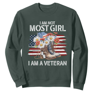 I Am Not Most Girl I Am A Veteran Sweatshirt Female Veteran Combat Boots TS11 Dark Forest Green Print Your Wear