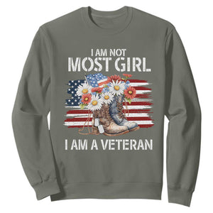I Am Not Most Girl I Am A Veteran Sweatshirt Female Veteran Combat Boots TS11 Military Green Print Your Wear