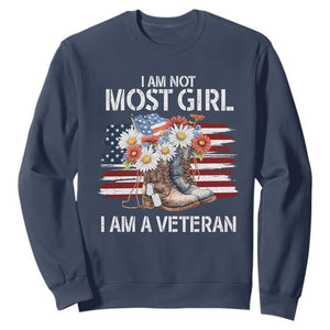 I Am Not Most Girl I Am A Veteran Sweatshirt Female Veteran Combat Boots TS11 Navy Print Your Wear