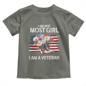 I Am Not Most Girl I Am A Veteran Toddler T Shirt Female Veteran Combat Boots - Print Your Wear