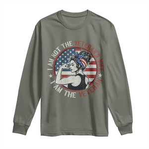 I Am Not The Veterans Wife I Am The Veteran Long Sleeve Shirt Female Veteran TS11 Military Green Print Your Wear