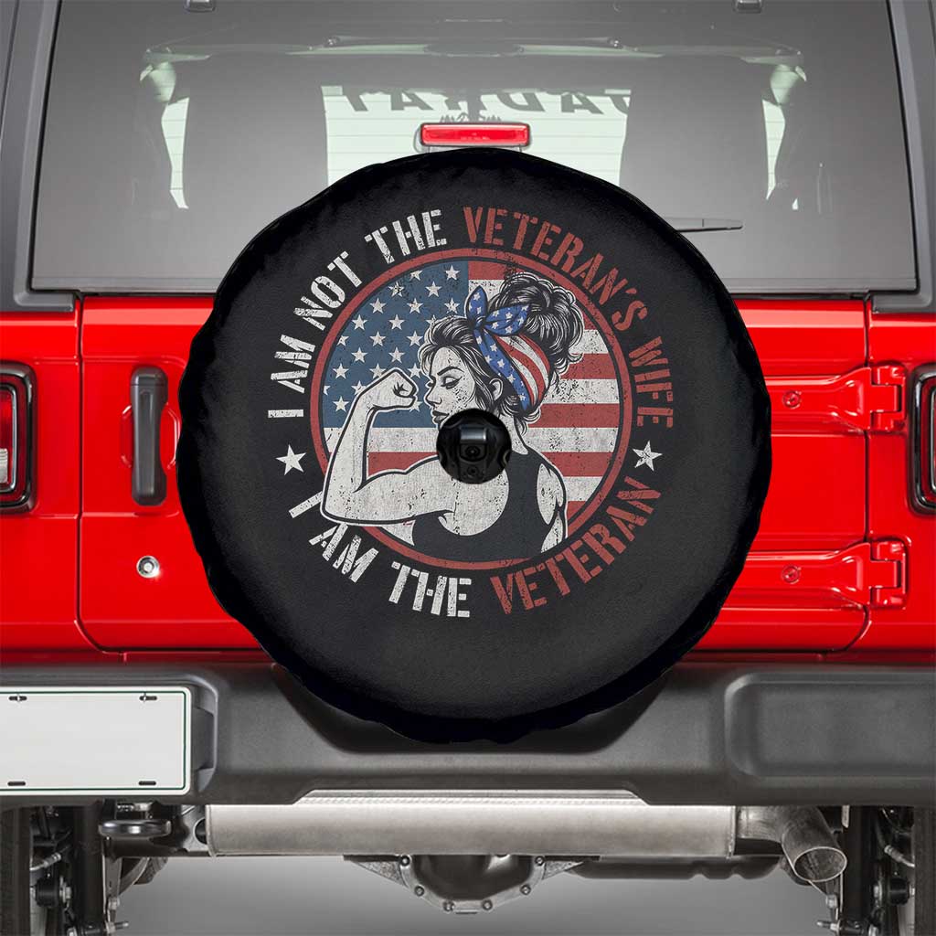 I Am Not The Veterans Wife I Am The Veteran Spare Tire Cover Female Veteran TS11 Black Print Your Wear