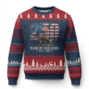 250 Years Of Excellence Ugly Christmas Sweater 250th US Military Birthday Iwo Jima TS11 Navy Red Print Your Wear