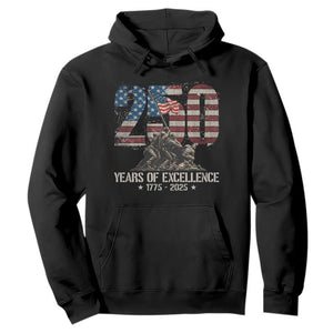 250 Years Of Excellence Hoodie 250th US Military Birthday Iwo Jima TS11 Black Print Your Wear