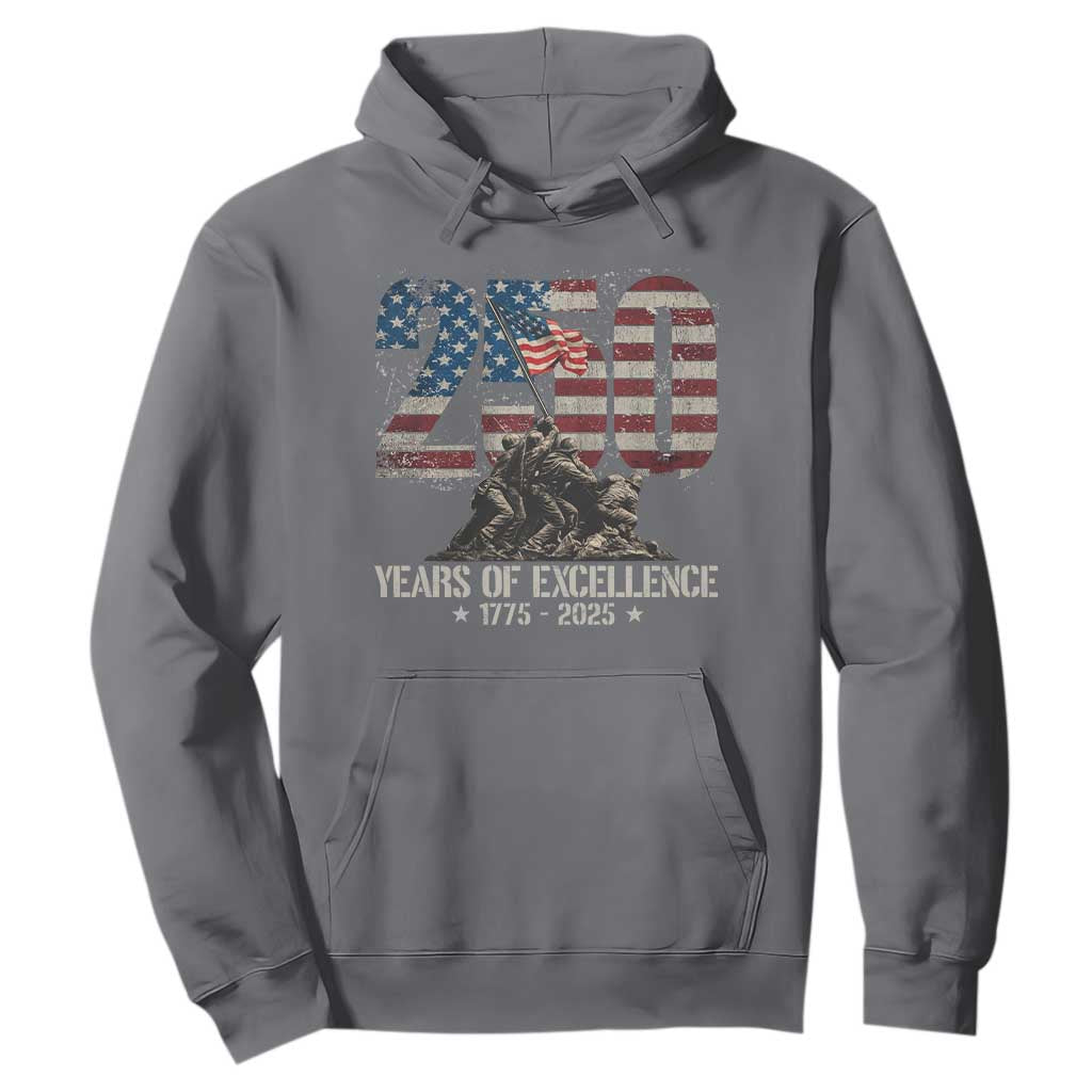 250 Years Of Excellence Hoodie 250th US Military Birthday Iwo Jima TS11 Charcoal Print Your Wear