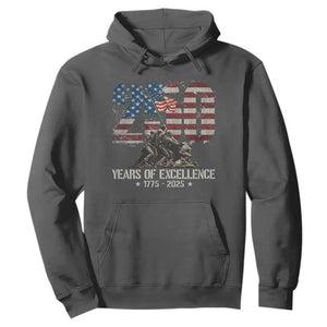 250 Years Of Excellence Hoodie 250th US Military Birthday Iwo Jima TS11 Dark Heather Print Your Wear