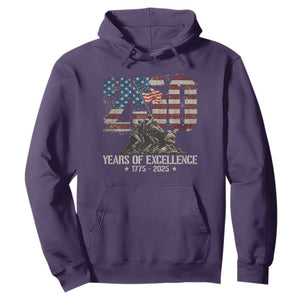 250 Years Of Excellence Hoodie 250th US Military Birthday Iwo Jima TS11 Purple Print Your Wear